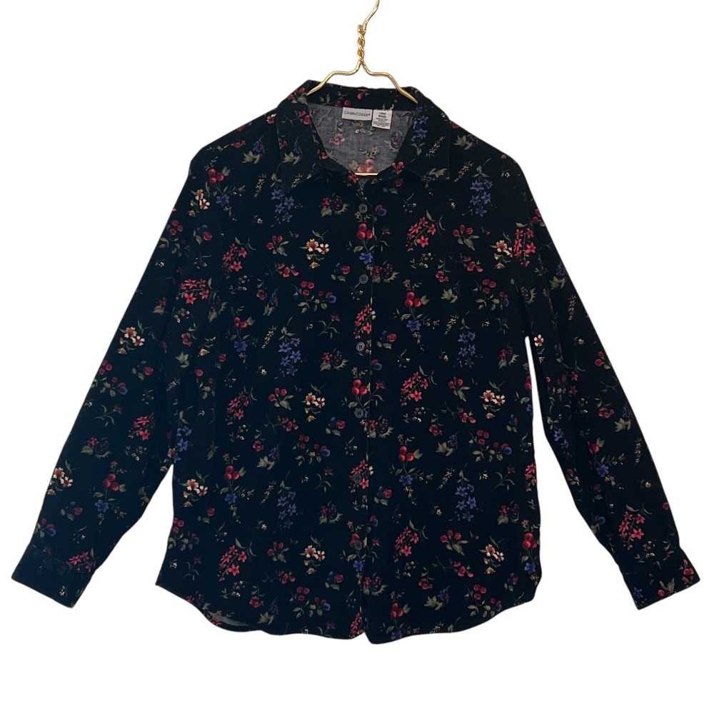 Cabin Creek Ditsy Floral Baby Corduroy Button Down Shirt 100% Cotton Size Large - Picture 2 of 9